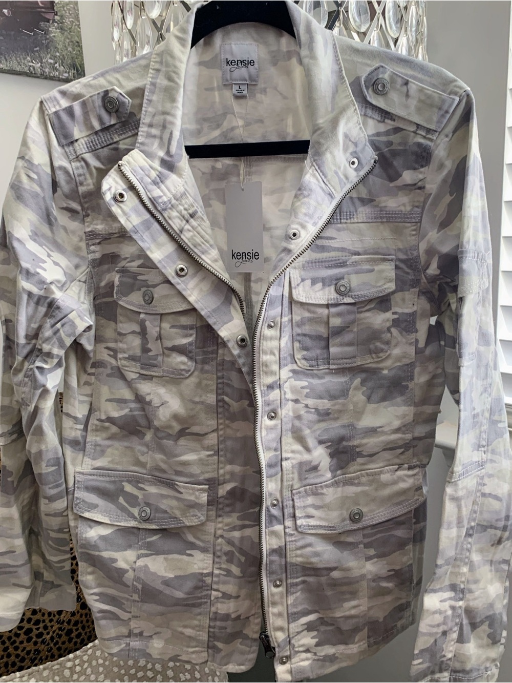 NWT Kensie Women's Gray Camo Utility Jacket